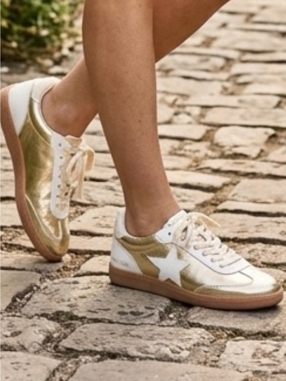 By Vintage Havana Gold White Star Retro Skate Sneakers Trainers